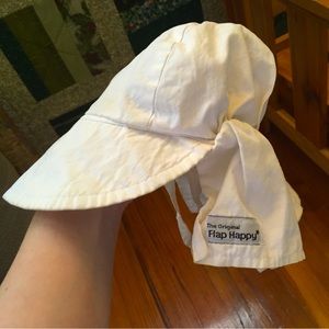 Flap Happy White Kids Sunhat with Ties - M